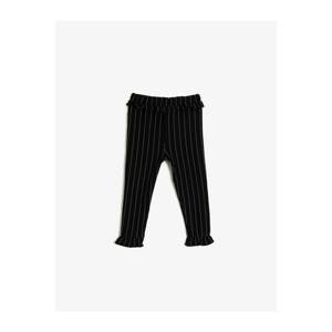 Koton Baby Girl Black Women's Frilly Striped Sweatpants