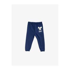Koton Baby Girl Navy Blue Cotton Printed Normal Waist Sweatpants