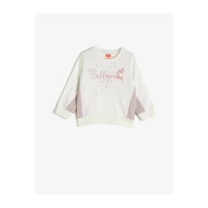 Koton Baby Girl Ecru Cotton Printed Sweatshirt