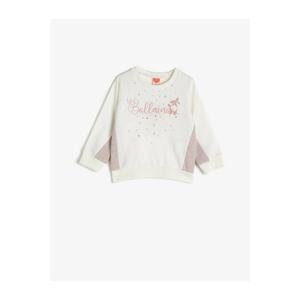 Koton Baby Girl Ecru Cotton Printed Sweatshirt