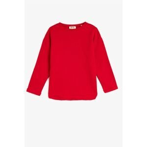 Koton Girl's Cotton Crew Neck Long Sleeve Red Sweatshirt