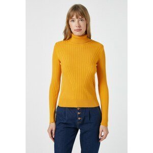 Koton Women's Yellow Turtleneck Long Sleeve Basic Sweater