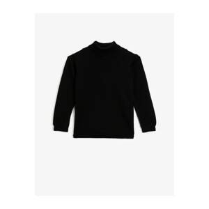 Koton Boy Black Cotton Turtleneck Basic Long Sleeve Sweater