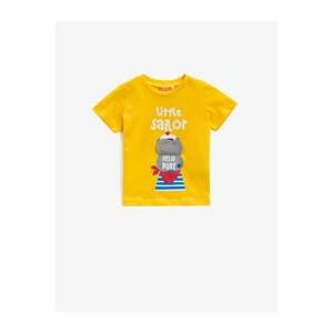 Koton Baby Boy Yellow Printed Written Cotton T-Shirt