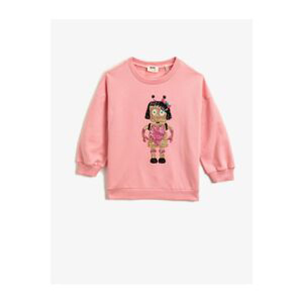 Koton Girl Pink Respect Life - Legislative Respect - Cotton Sequin Crew Neck Sweatshirt