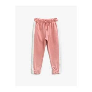 Koton Girl Pink Cotton Striped Elastic Waist Sweatpants
