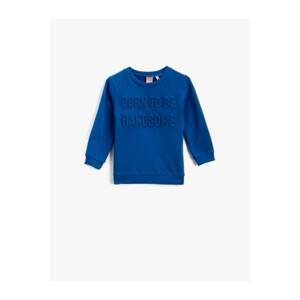 Koton Boy Blue Slogan Sweatshirt Cotton