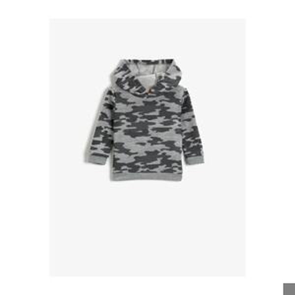 Koton Hooded Sweatshirt Camouflage Patterned Cotton