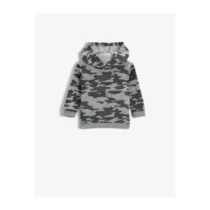 Koton Hooded Sweatshirt Camouflage Patterned Cotton