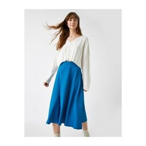 Koton Straight Flared Skirt Elastic Waist