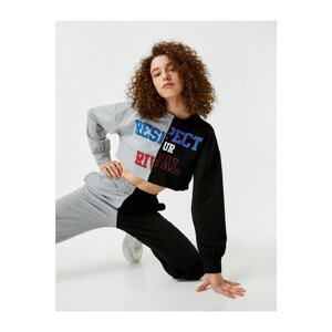 Koton Sports Sweatshirt Crop Slogan Printed