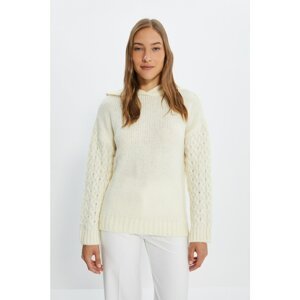 Trendyol Ecru Hooded Knitwear Sweater