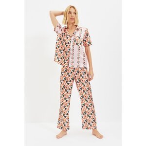 Trendyol Pink Mix Patterned Satin Pajamas Set
