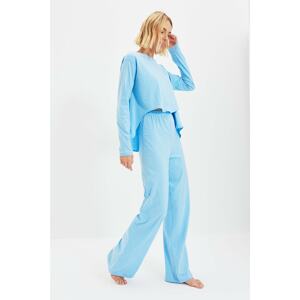 Trendyol Blue Knitted Pajamas Set