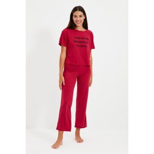 Trendyol Pajama Set - Burgundy - Plain