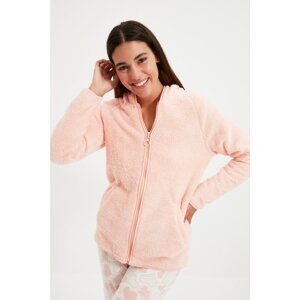 Trendyol Salmon Plush Knitted Cardigan