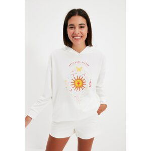 Trendyol Ecru Astrological Printed Sweatshirt Dress