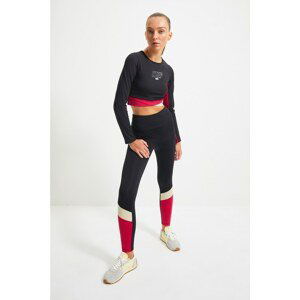 Trendyol Black Color Block Gatherer Sports Leggings