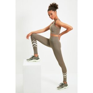 Trendyol Dark Khaki Printed Slimming Sport Tights