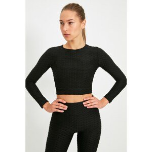 Trendyol Black Jacquard Crop Sport Blouse