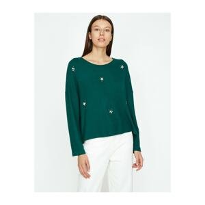 Koton Women's Green Pearl Detailed Sweater