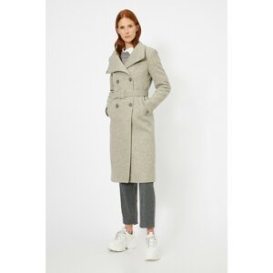 Koton Women's Gray Belt Detailed Coat