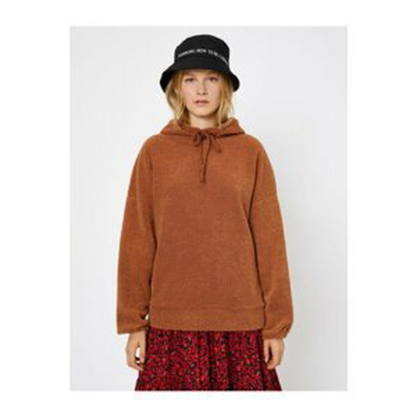 Koton Women's Brown Hoodie Sweatshirt