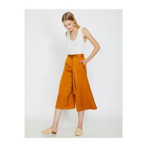 Koton Women's Yellow Belt Detailed Trousers