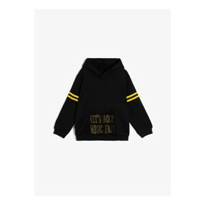 Koton Boys Black Hoodie Kids Sweatshirt