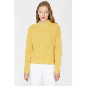 Koton Women's Yellow High Collar Long Sleeve Sweater
