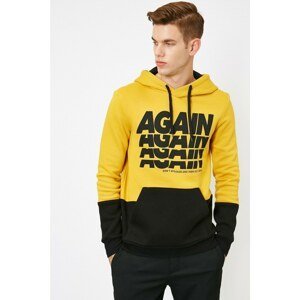 Koton Men's Yellow Letter Printed Sweatshirt