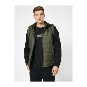 Koton Stand Up Collar Pocket Zipper Hooded Inflatable Vest