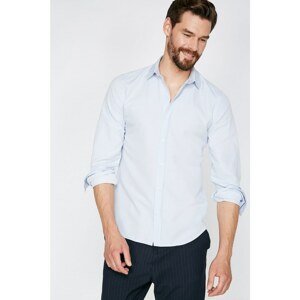 Koton Men's Blue Long Sleeve Straight Shirt