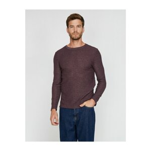 Koton Men's Claret Red Crew Neck Sweater