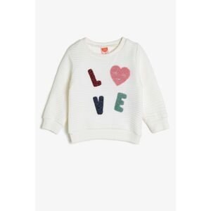 Koton Ecru Baby Girl Embroidered Sweatshirt
