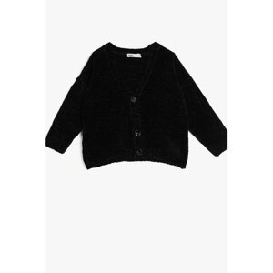 Koton Black Girl Button Detailed Cardigan