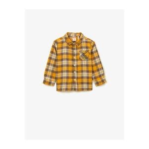 Koton Baby Boy Yellow Plaid Classic Collar Long Sleeve Shirt