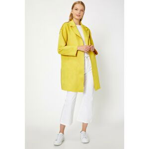 Koton Women's Yellow Pocket Detailed Trench Coat