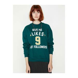 Koton Women's Green Letter Printed Sweatshirt