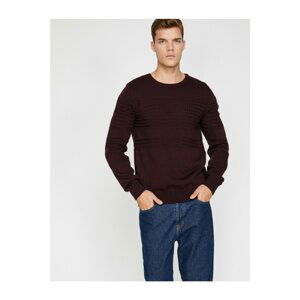 Koton Men's Claret Red Crew Neck Knitwear Sweater