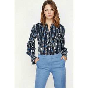 Koton Women's Navy Blue Patterned Shirt