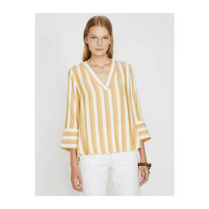 Koton Women's Yellow Striped Blouse