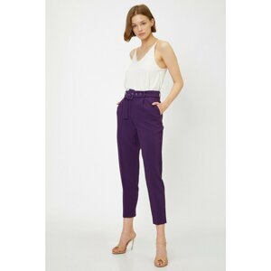 Koton Women's Purple Belt Detailed Trousers