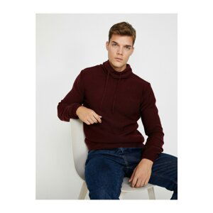 Koton Men's Claret Red High Collar Knitwear Sweater