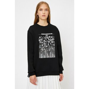 Koton Women's Black Printed Sweatshirt