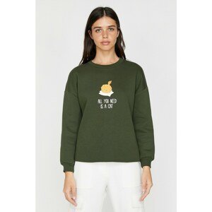 Koton Women's Green Love Sweatshirt