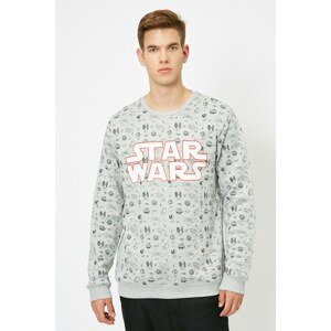 Koton Men's Gray Star Wars Licensed Printed Sweatshirt