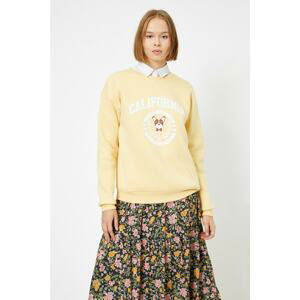 Koton Women's Yellow Printed Sweatshirt