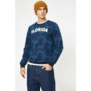 Koton Men's Navy Blue Printed Sweatshirt