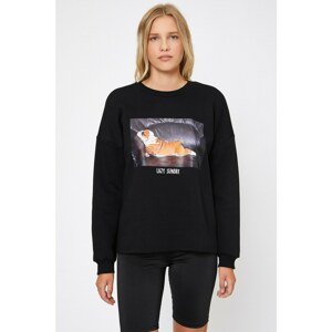 Koton Women's Black Love Sweatshirt